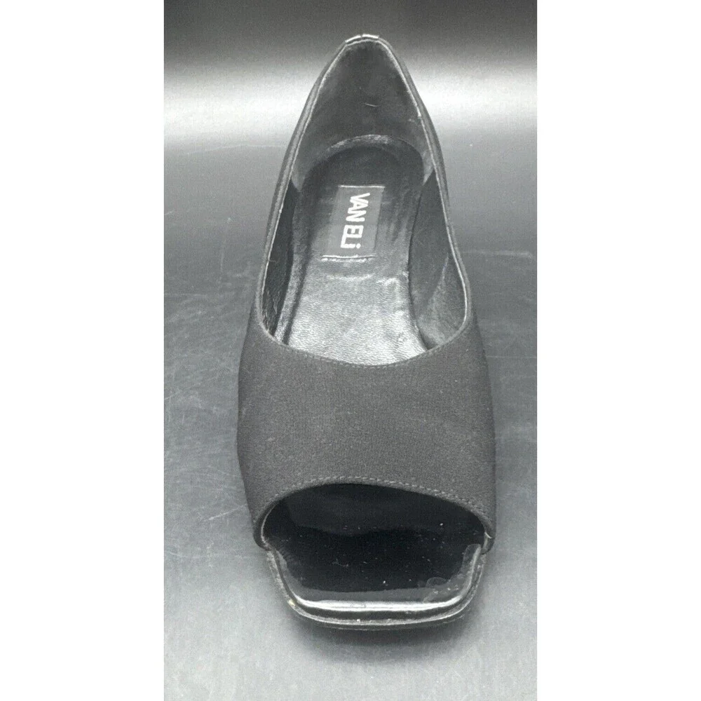 Van Eli Women’s BLACK  Slip On Pumps ‎ Open Toe Casual Heeled Comfort Sz 8.5